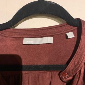 Vince short sleeve silk blouse. Burnt red